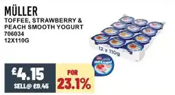 Bestway MÜLLER Toffee, strawberry & peach smooth yogurt offer