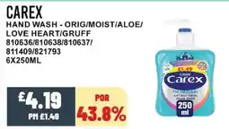Bestway CAREX Hand wash - orig/moist/aloe/ love heart/gruff offer