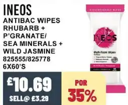 Bestway INEOS Antibac wipes rhubarb + p'granate/ sea minerals + wild jasmine offer
