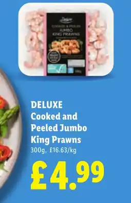 Lidl DELUXE Cooked and Peeled Jumbo King Prawns offer