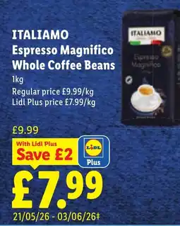 Lidl ITALIAMO Espresso Magnifico Whole Coffee Beans offer