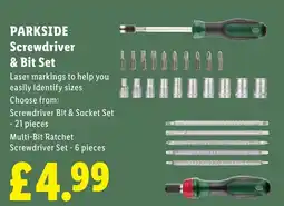 Lidl PARKSIDE Screwdriver & Bit Set offer