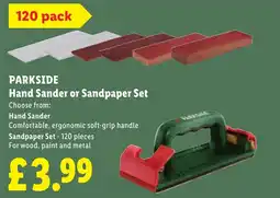 Lidl PARKSIDE Hand Sander or Sandpaper Set offer