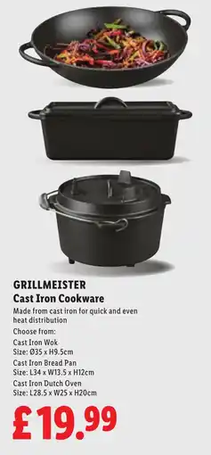 Lidl GRILLMEISTER Cast Iron Cookware offer