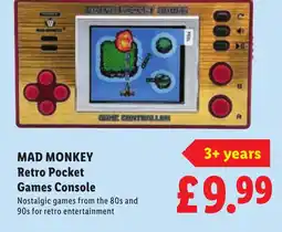 Lidl MAD MONKEY Retro Pocket Games Console offer