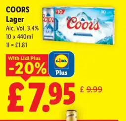 Lidl COORS Lager offer