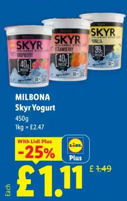 Lidl MILBONA Skyr Yogurt offer