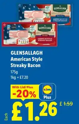 Lidl GLENSALLAGH American Style Streaky Bacon offer