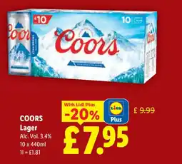 Lidl COORS Lager offer