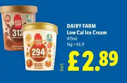 Lidl DAIRY FARM Low Cal Ice Cream offer