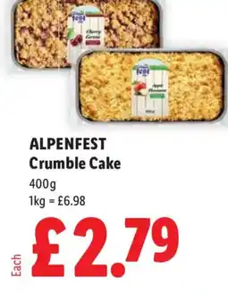Lidl ALPENFEST Crumble Cake offer