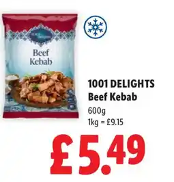 Lidl 1001 DELIGHTS Beef Kebab offer