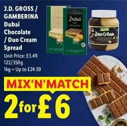 Lidl J.D. GROSS / GAMBERINA Dubai Chocolate / Duo Cream Spread offer