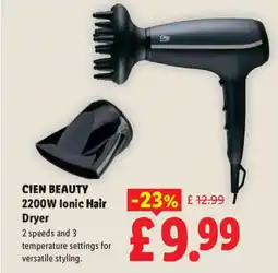 Lidl CIEN BEAUTY 2200W lonic Hair Dryer offer