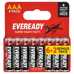 Iceland Eveready Super Heavy Duty Carbon Zinc AAA, 8 Pack offer