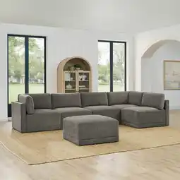 Costco Thomasville Fallon Grey 6 Piece Modular Fabric Sofa offer