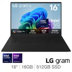 Costco LG gram, Intel Core Ultra 7, 16GB RAM, 512GB SSD, 16 Inch Laptop, 16Z90TL-G.AU75A1 offer