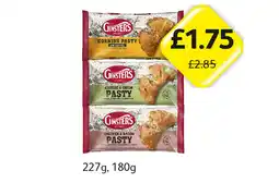 Londis Ginsters Cornish Pasty, Cheese & Onion Pasty, Chicken & Bacon Pasty offer