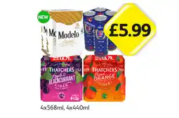 Londis Modelo, Fosters, Thatchers Apple & Blackcurrant, Blood Orange offer