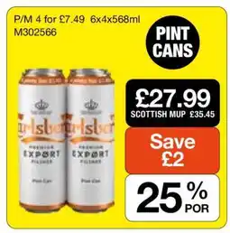 Makro Carlsberg Export Lager Pint Cans offer