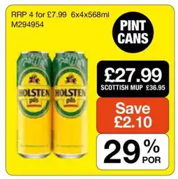 Makro Holsten Pils Pint Cans offer