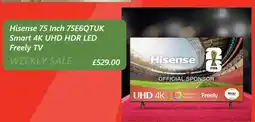 Argos Hisense 75 Inch 75E6QTUK Smart 4K UHD HDR LED Freely TV offer