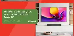 Argos Hisense 58 Inch 58E6QTUK Smart 4K UHD HDR LED Freely TV offer
