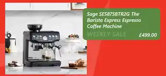 Sage SES875BTR2G The Barista Express Espresso Coffee Machine