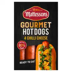 Iceland Mattessons 4 Gourmet Hot Dogs Chilli Cheese 260g offer