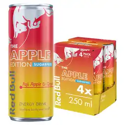 Iceland Red Bull Apple Edition Sugarfree Fuji Apple & Ginger Energy Drink 250ml 4 Pack offer