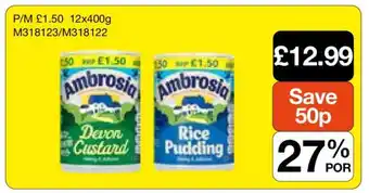 Makro Ambrosia Devon Custard & Rice Pudding offer