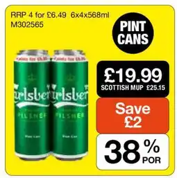 Makro Carlsberg Pilsner Pint Cans offer