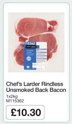 Makro Chef’s Larder Rindless Unsmoked Back Bacon offer