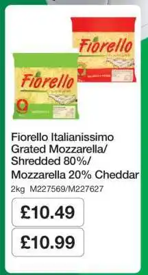 Makro Fiorello Italianissimo Grated Mozzarella/Shredded 80%/Mozzarella 20% Cheddar offer
