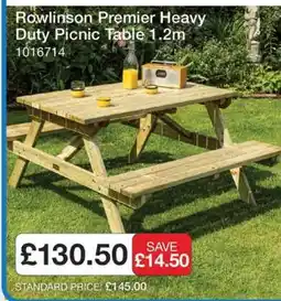 Makro Rowlinson Premier Heavy Duty Picnic Table 1.2m offer