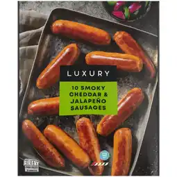 Iceland Iceland Luxury 10 Smoky Cheddar & Jalapeño Sausages 600g offer