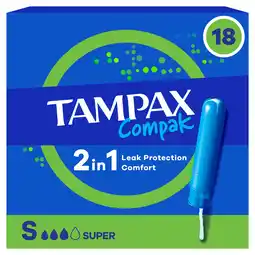 Iceland Tampax Compak Super Tampons With Applicator x18 offer