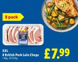 Lidl XXL 8 British Pork Loin Chops offer