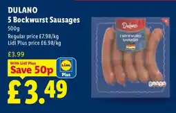 Lidl DULANO 5 Bockwurst Sausages offer