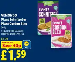 Lidl VEMONDO Plant Schnitzel or Plant Cordon Bleu offer