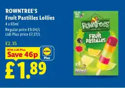 Lidl ROWNTREE'S Fruit Pastilles Lollies offer