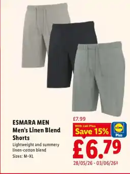 Lidl ESMARA MEN Men's Linen Blend Shorts offer