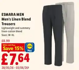 Lidl ESMARA MEN Men's Linen Blend Trousers offer