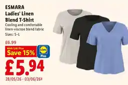 Lidl ESMARA Ladies' Linen Blend T-Shirt offer