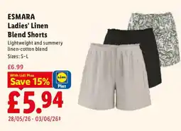 Lidl ESMARA Ladies' Linen Blend Shorts offer