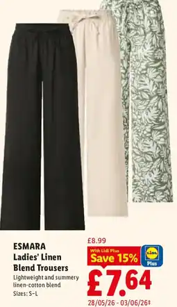 Lidl ESMARA Ladies' Linen Blend Trousers offer