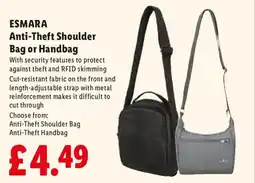 Lidl ESMARA Anti-Theft Shoulder Bag or Handbag offer