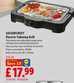 Lidl SILVERCREST Electric Tabletop Grill offer