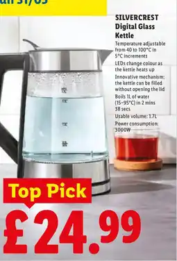 Lidl SILVERCREST Digital Glass Kettle offer
