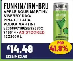 Bestway FUNKIN/IRN-BRU Apple sour martini/ apple sour s'berry daq/ pina colada/ vodka martini offer